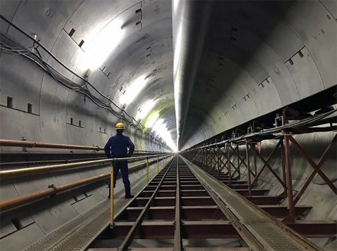 名古屋駅近くに建設中の名古屋中央雨水調整池(名古屋市提供)
